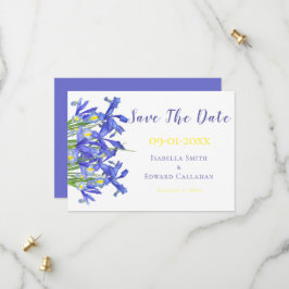 Romantische Blauwe Irissen Bloemige Waterverf Trou Save The Date