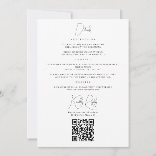 Romantische Blauwe Marine Bloemen Alles in 1 QR Co Kaart (Achterkant)