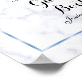 Romantische Blauwe Marmeren Bruiloft Poster (Hoek)