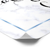 Romantische Blauwe Marmeren Bruiloft Poster (Hoek)