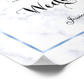 Romantische Blauwe Marmeren Bruiloft Poster (Hoek)
