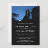 Romantische blauwe nachthemel koppel bruiloft kaart (Voorkant)