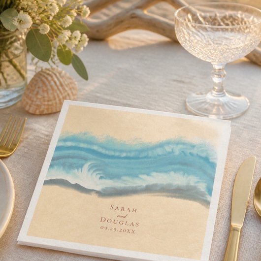 Romantische Blauwe Oceaangolf Dinner Servetten