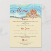 Romantische blauwe oceaangolf en schelpen bruiloft menu (Voorkant)
