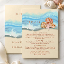 Romantische Blauwe Oceaangolf & Schelpen Details K Kaart