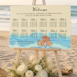 Romantische blauwe oceaangolf & schelpen zitplaats poster