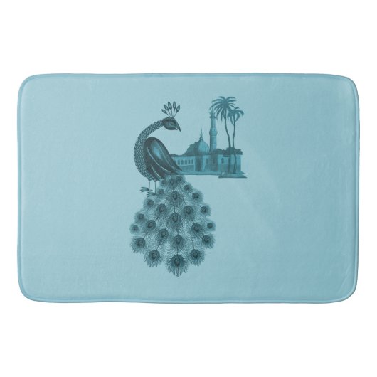 Romantische Blauwe Pauw Badmat (Voorkant)