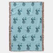 Romantische Blauwe Pauw Deken (Voorkant Verticaal)