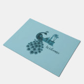 Romantische Blauwe Pauw Deurmat (Schuin)