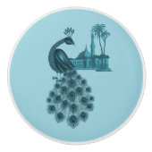 Romantische Blauwe Pauw Keramische Knop (Voorkant)