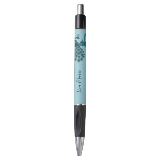 Romantische Blauwe Pauw Pen (Voorkant Verticaal)