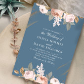 Romantische blauwe pioenen bruiloft uitnodiging