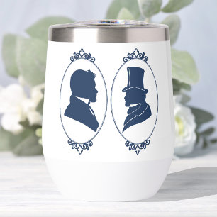 Romantische Blauwe Regency Gay Botanische Silhouet