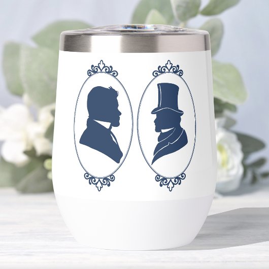 Romantische Blauwe Regency Gay Botanische Silhouet