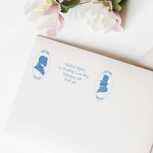 Romantische Blauwe Regency Gay Botanische Silhouet Zelfinktende Stempel