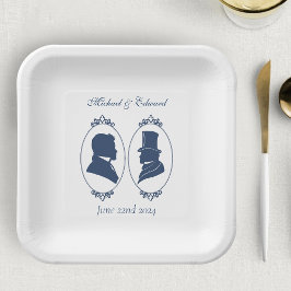 Romantische Blauwe Regency HBT Botanische Silhouet Papieren Bordje