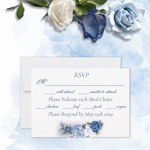 Romantische Blauwe Regency HBT Botanische Silhouet RSVP Kaartje