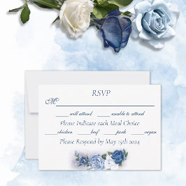 Romantische Blauwe Regency HBT Botanische Silhouet RSVP Kaartje