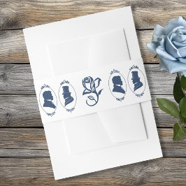 Romantische Blauwe Regency HBT Botanische Silhouet Uitnodigingen Wikkel