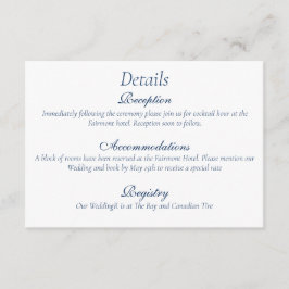 Romantische Blauwe Regency Heren Botanische Silhou Informatiekaartje