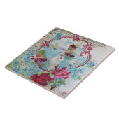 ROMANTISCHE BLAUWE ROZE FLORAL,DUIF,ROZEN EN ZEEGE TEGELTJE