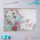 ROMANTISCHE BLAUWE ROZE FLORAL,DUIF,ROZEN EN ZEEGE TISSUEPAPIER (Craft)