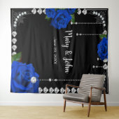 Romantische blauwe Rozen en diamanten foto achterg Wandkleed (In Situ (horizontaal))