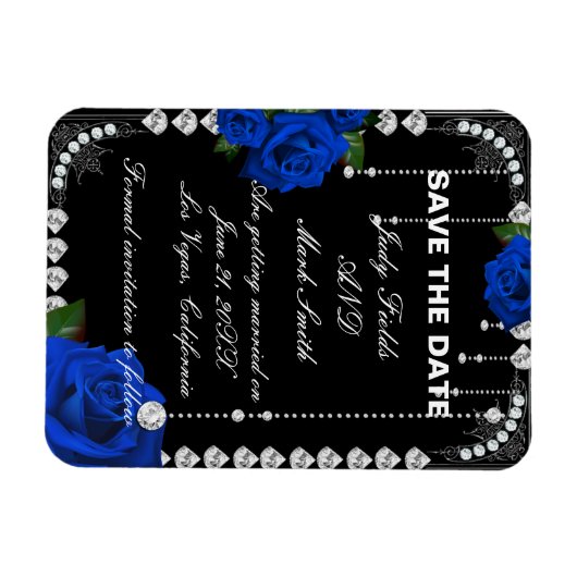 Romantische blauwe Rozen en diamanten slaan de dat Magneet (Horizontaal)