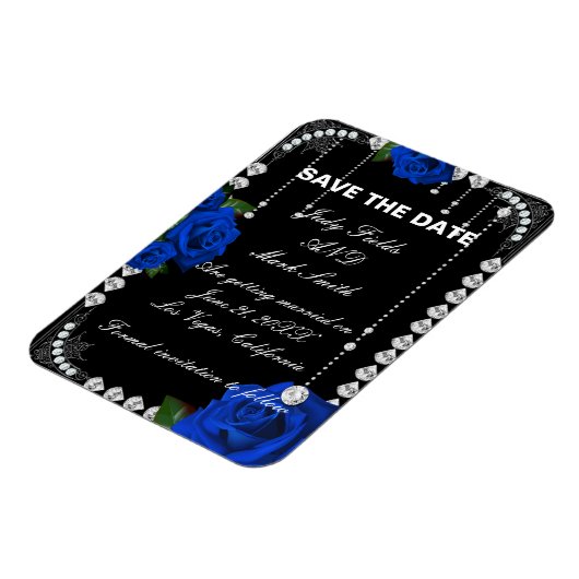 Romantische blauwe Rozen en diamanten slaan de dat Magneet (Linkerzijde)