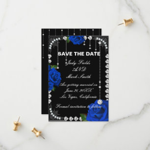 Romantische blauwe Rozen en diamanten slaan de dat Save The Date