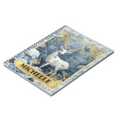 Romantische Blauwe Rozen en Hertenfantasie Notitieboek (Linkerzijde)