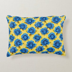 Romantische Blauwe Rozen Moderne Bloem Accent Kussen