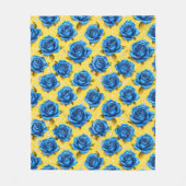 Romantische Blauwe Rozen Moderne Bloem Fleece Deken (Voorkant)