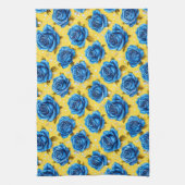 Romantische Blauwe Rozen Moderne Bloem Theedoek (Verticaal)