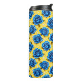 Romantische Blauwe Rozen Moderne Bloem Thermosbeker (Gedraaid links)