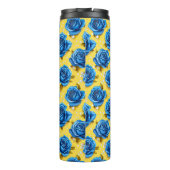 Romantische Blauwe Rozen Moderne Bloem Thermosbeker (Achterkant)