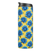 Romantische Blauwe Rozen Moderne Bloem Thermosbeker (Geroteerd rechts)