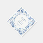 Romantische Blauwe Rozen Toile Persoonlijke Trouw Servet (Hoek)