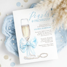 Romantische Blauwe Strik Parels & Prosecco Bruidsd