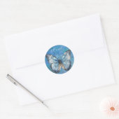 Romantische blauwe vlinder dank u ronde sticker (Envelop)