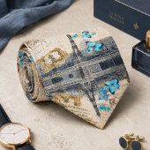 romantische blauwe vlinder franse paris eiffeltore stropdas