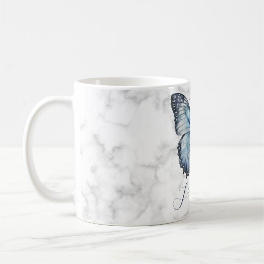 Romantische blauwe vlinder koffiemok (Links)