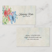 Romantische blauwe vlinder op rode ventilator visitekaartje (Voorkant / Achterkant)