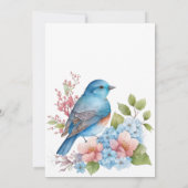 Romantische blauwe vogel Verjaardag Uitnodiging (Achterkant)