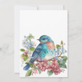 Romantische blauwe vogel Verjaardag Uitnodiging (Achterkant)