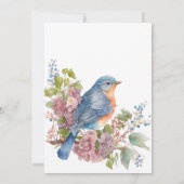 Romantische blauwe vogel Verjaardag Uitnodiging (Achterkant)