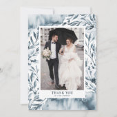 Romantische Blauwe Waterverf Botanicals Fotobruilo Bedankkaart (Voorkant)