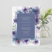 Romantische Blauwe Waterverf Floral Formele bruilo Kaart (Staand voorkant)