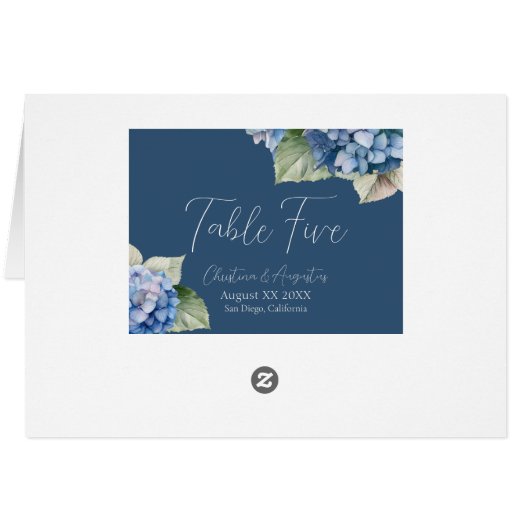 Romantische Blauwe Waterverf Hydrangea Bloemen op  (Achterkant Horizontaal)