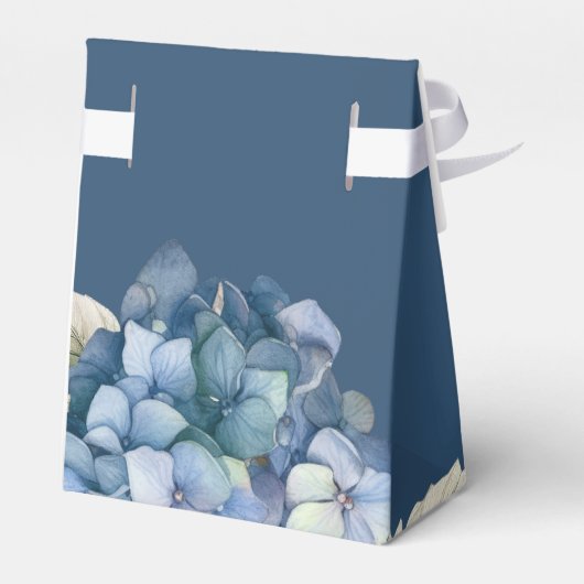 Romantische Blauwe Waterverf Hydrangea Bloemen op Bedankdoosjes (Achterkant)